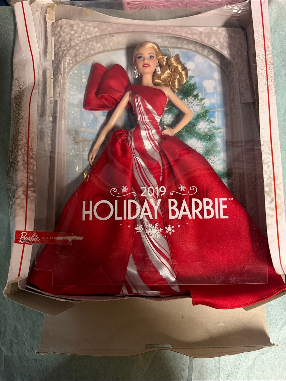 Barbie Red and Silver Holiday Ball Gown Doll